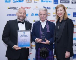 Employee of the Year Highly Commended 2024 – Mike McCann, Jackoboard® (L to R: Alberto Echavarría, Mike McCann, Elena Romani)