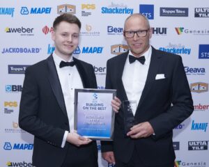 Excellence in Tile Contracting Award Winner 2024 – Pro-Tilers UK Wall & Floor Ltd (L to R: Ethan Harragan, Stephen Wagstaff)