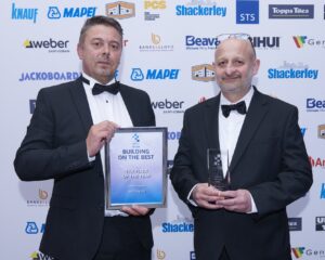 Tile Fixer of the Year Award Winner 2024 – Csaba Bogdan, HQ Tiling Ltd (L to R: Steve Lahera, Csaba Bogdan)