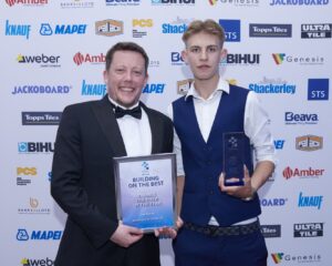 Trainee Tile Fixer of the Year Award Winner 2024 – Ivan Botton, Balderton Tile Centre Ltd (L to R: Richard Caygill, Ivan Botton)