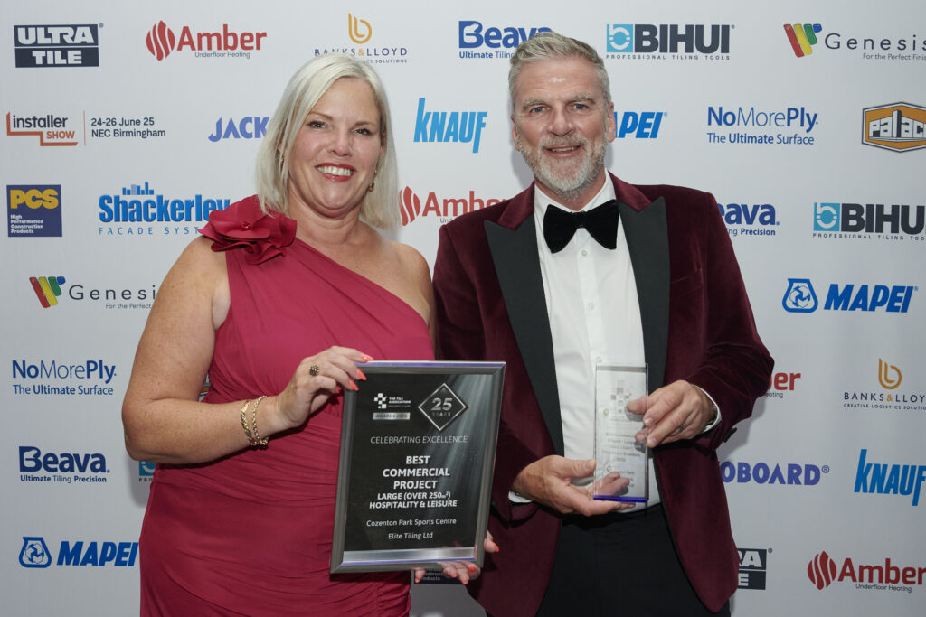 Congratulations to the winners of TTA Awards 2025! 7 TTA Awards 2025 Best Commercial Project Large Hospitality Leisure L to R Kay Porter Gary Bude HIP2225