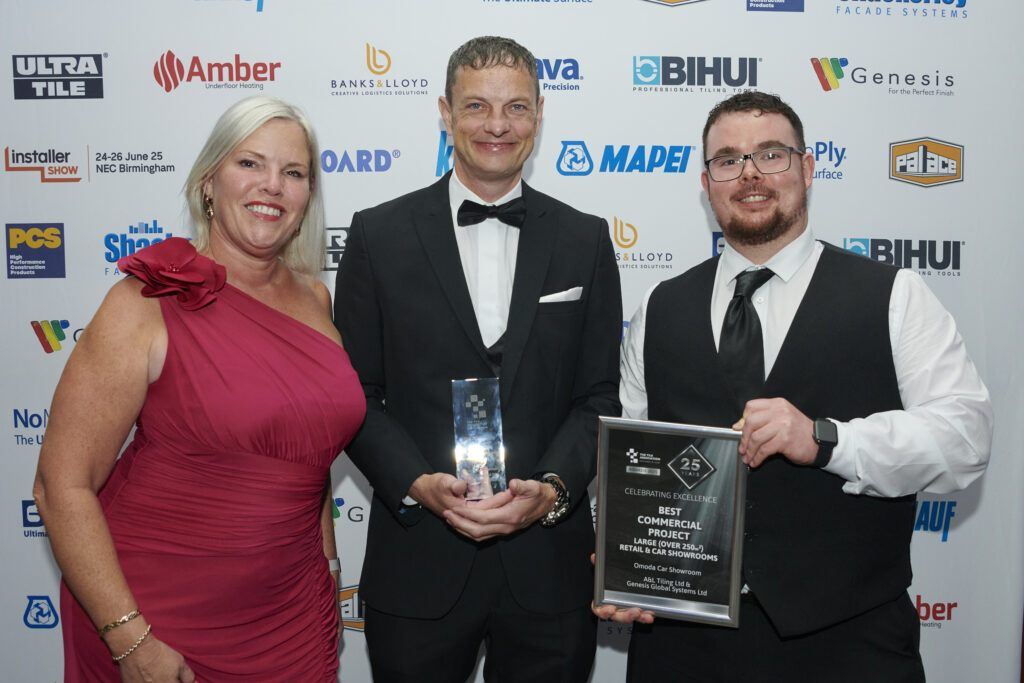 Congratulations to the winners of TTA Awards 2025! 8 TTA Awards 2025 Best Commercial Project Large Retail Car Showrooms L to R Kay Porter Adrian OClements Julian Myles HIP2226