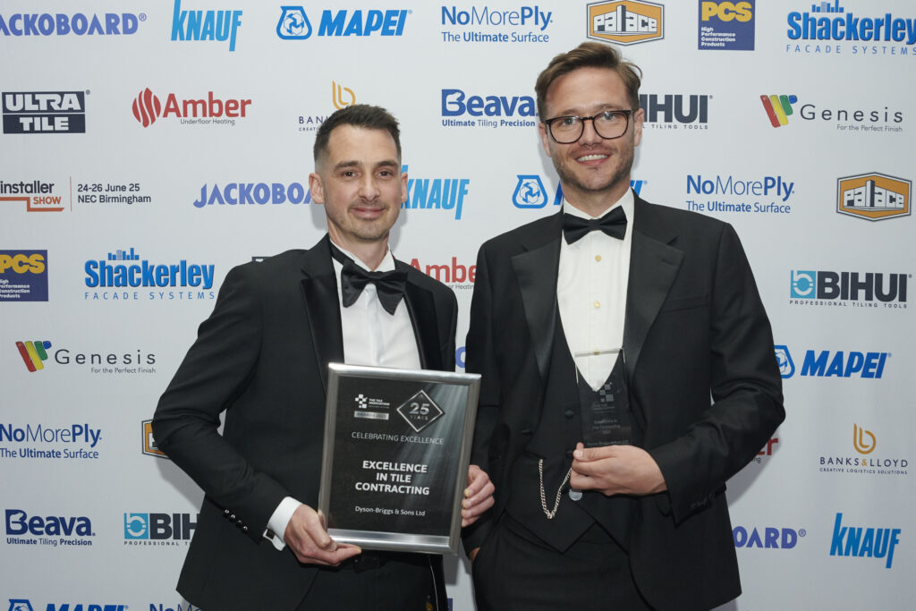 Congratulations to the winners of TTA Awards 2025! 22 TTA Awards 2025 Excellence in Tile Contracting L to R Paul Forshaw Jack Rogerson HIP2338