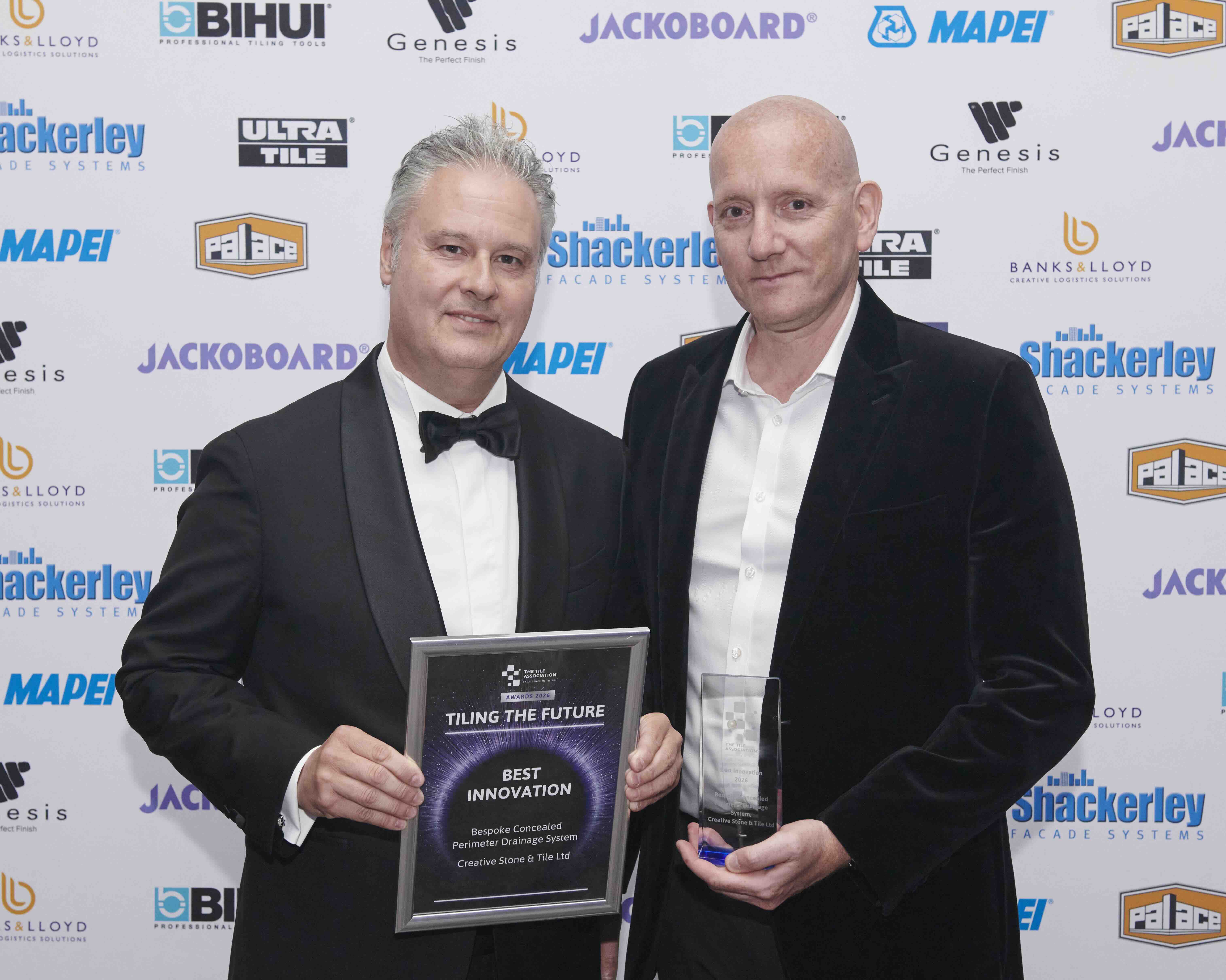 TTA Awards 2026 Best Innovation L to R Simone Ricci Marc Poland on behalf of Creative Stone Tile Ltd HIP3795