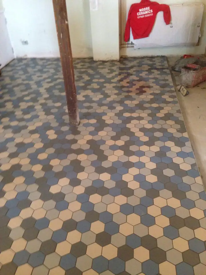 hexagonal tiled flooring